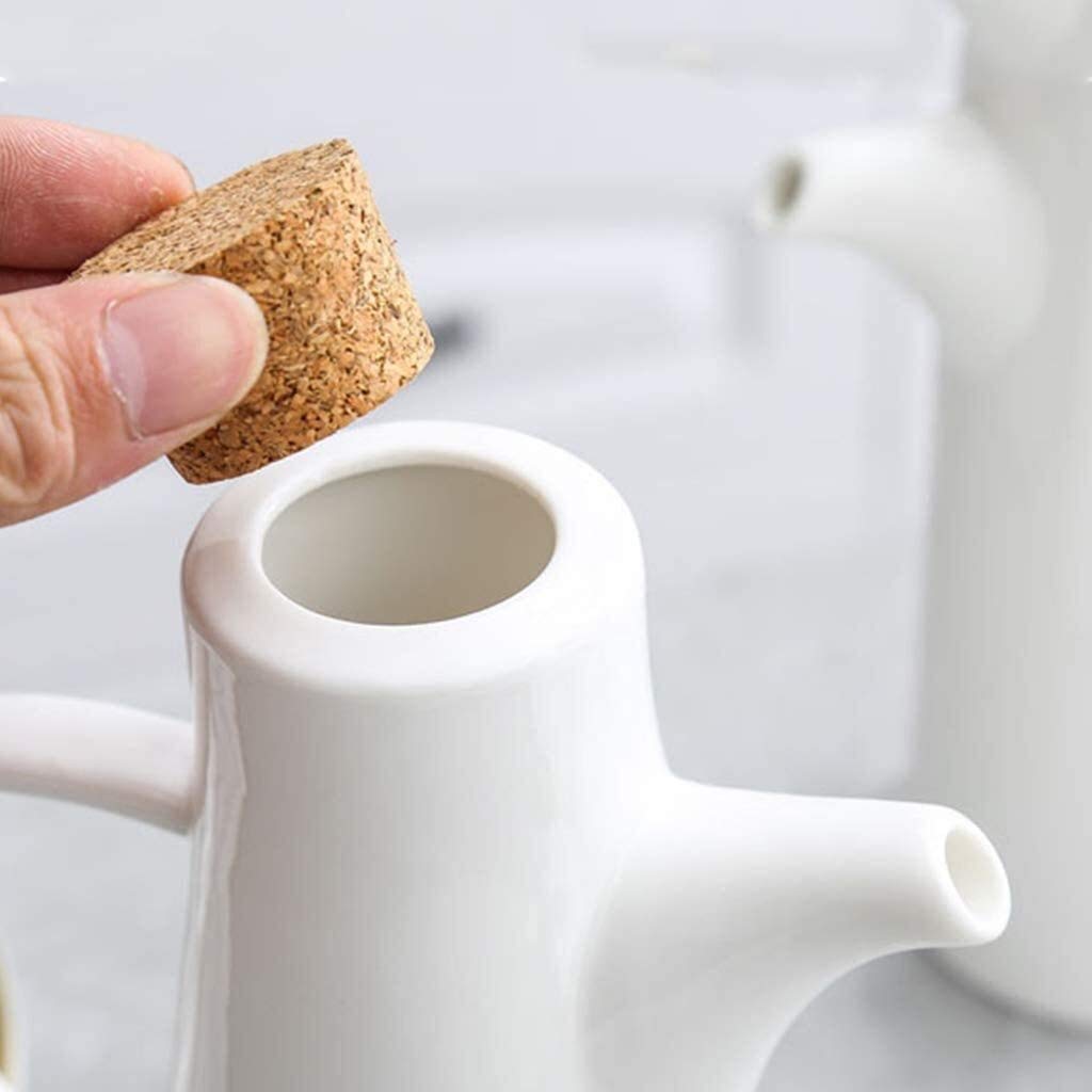 Dispenser per aceto in ceramica bianca a prova di perdite per olio e salsa di soia