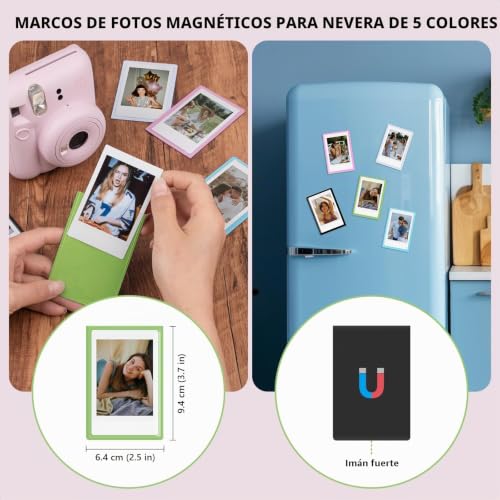 Funda rosa para Instax Mini 12 con álbum y kit de accesorios 8 en 1 6