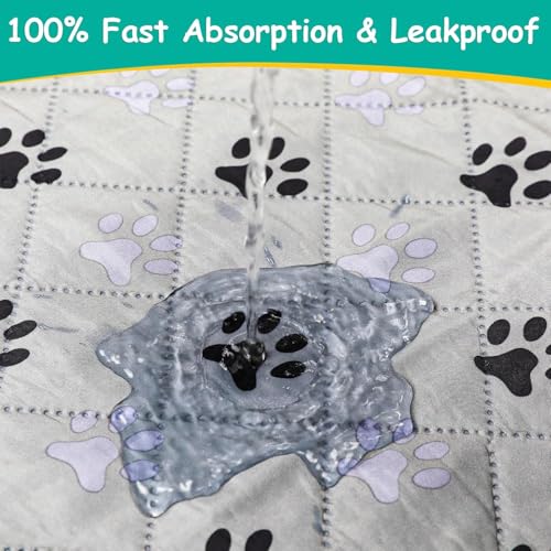 Image of FUWERY Washable Pee Pads for Dogs ,30 inchX34 inch, Thick Heavy Absorbency Reusable, Prevent Leakage, Non-Slip Pee Pads for Puppy Playpen,Potty Training, Grey, 2 Packs