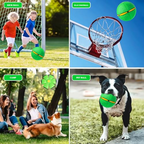 UNIHOC Haustier Frisbee Ball, Outdoor Spielzeug Hund, Flying Saucer Ball für Hunde, Interaktives Hund Spielzeug Frisbee für Hundetraining, Werfen, Fangen, Grün