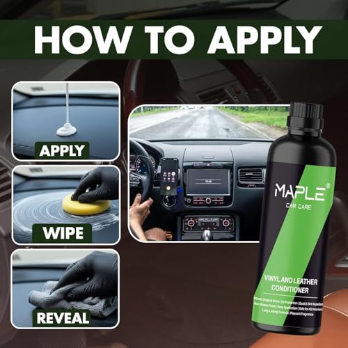Image of Maple Car Care Vinyl & Leather Conditioner (1 Litre) | Car Interior Cleaner & Protectant for Leather Seats, Dashboard & Upholstery | UV Protection, Restores Shine & Non-Greasy Finish