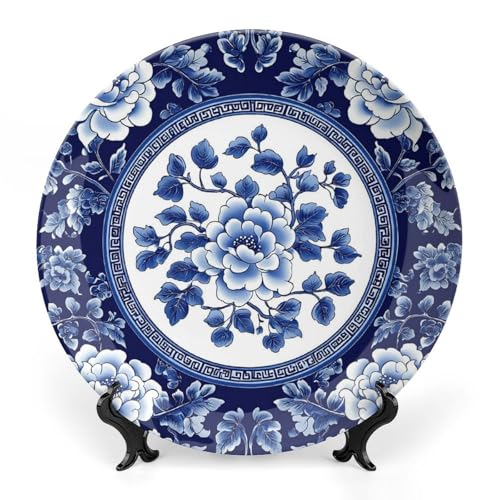 Exquisite Ceramic Decorative Plate, Chinese Style Bone Porcelain Plates with Display Stand for Kitchen Dining Room Wine Cabinet - Chinese Blue And White Porcelain Unique Home Decor Exquisite Ceramic Decorative Plate, Chinese Style Bone Porcelain Plates with Display Stand for Kitchen Dining Room Wine Cabinet - Chinese Blue And White Porcelain Unique Home Decor