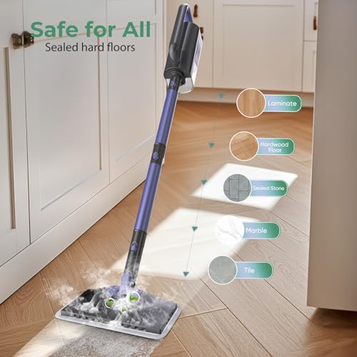 Image of 6-in-1 Steam Mop with Detachable Handheld Steamer Professional Steam Mop for Floor Cleaning, Sanitizing Steam Cleaner with Hot Vapor Technology Amethyst