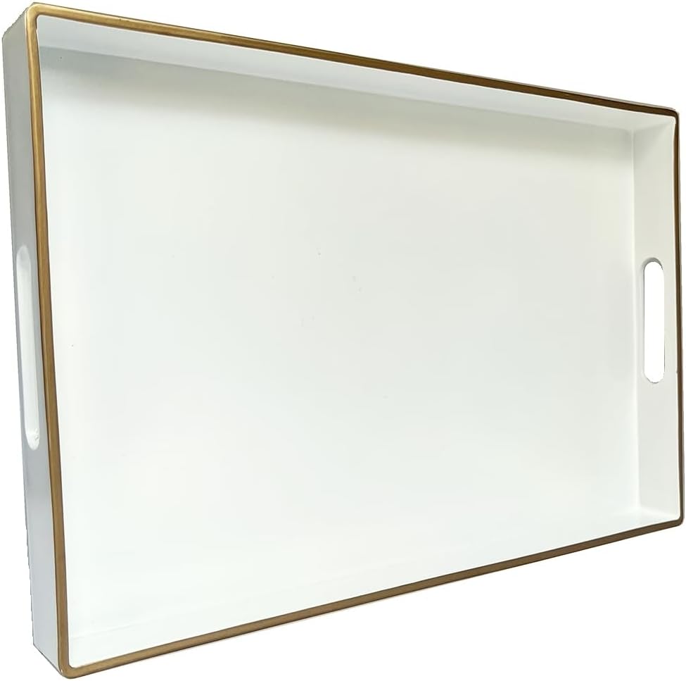 Umisriro White Coffee Table Tray, Rectangular Serving Tray