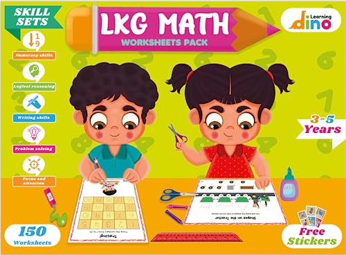Image of Maths Worksheets For LKG Kids | Ideal for Ages 3 - 5 Years | Topics Covered - Numbers, Shapes, Sorting, Comparision, Classification etc | 150 Worksheets | By Learning Dino