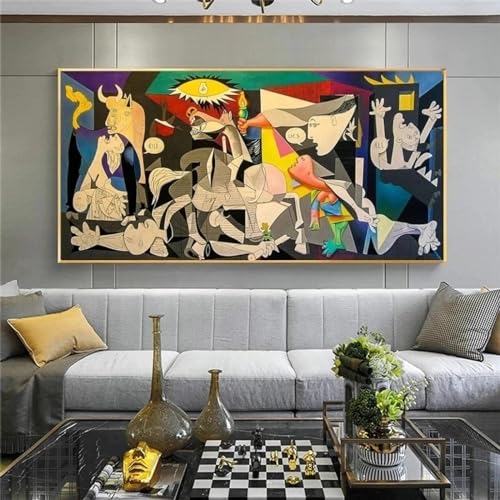 Affiches et impressions Picasso Guernica peinture sur toile avec cadre interne 30x60 cm
