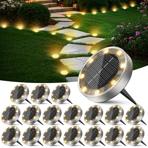 Peasur 18 Stück Solar Bodenleuchten Aussen, 8 LED Solarlampen für Außen Garten Wetterfest… – Ansicht 1