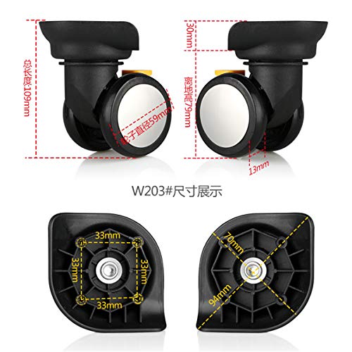 Luggage Wheels Replacement, DIY with Brake Plastic Wheel Replacement Luggage Travel Suitcase Wheels Suitcase Wheel Repair Replace Luggage Wheels, Black2