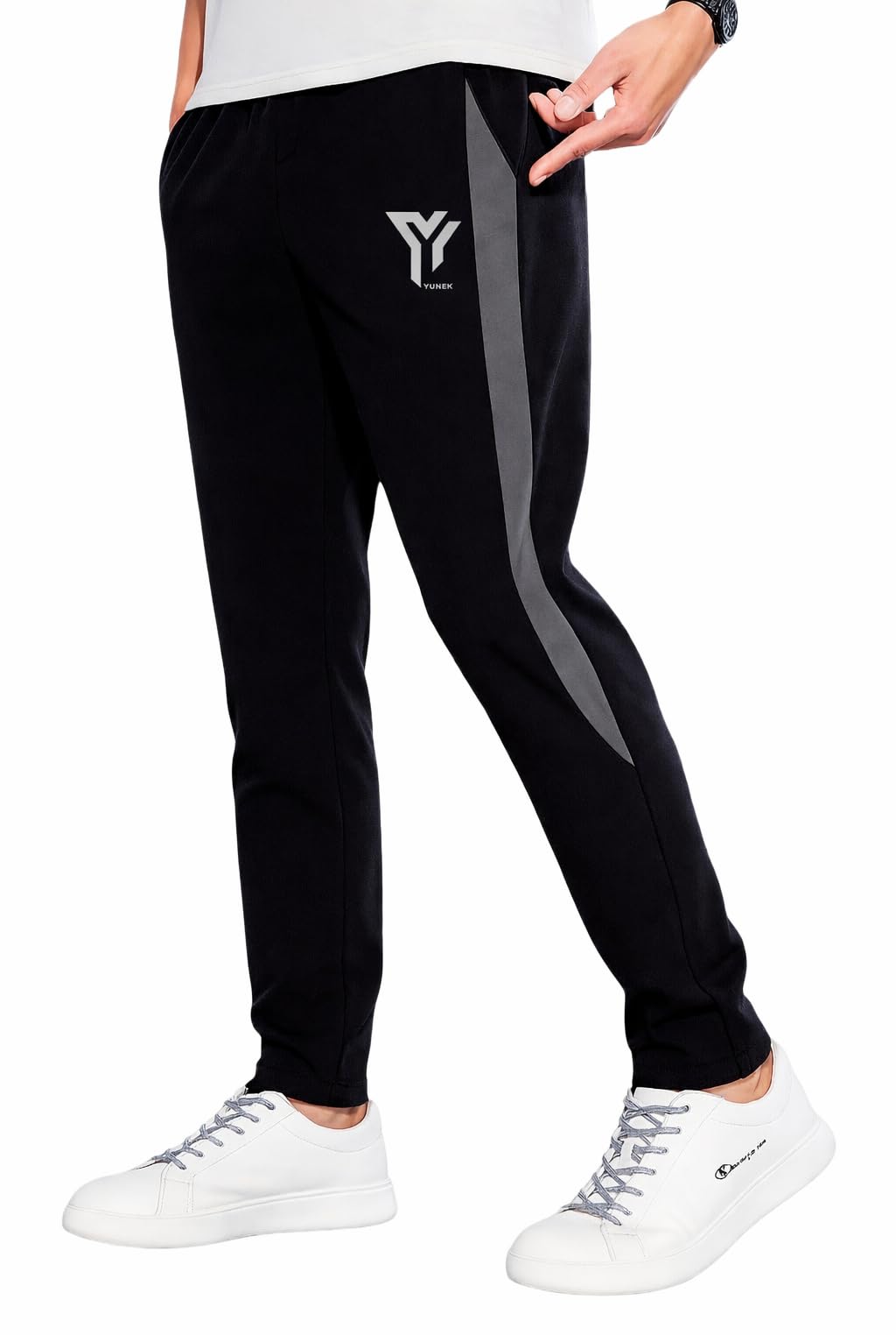 YUNEK Men’s Polyester Track Pants | Regular Fit | Side Zipper Pockets | Elastic Waist with Drawstring | Sports, Gym & Casual Wear-image-41
