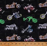 Cotton Orange County Choppers Motorcycles Bikes Vehicles Transportations Wheels Black Cotton Fabric Print by The Yard (DDC10640-BLAC-D)