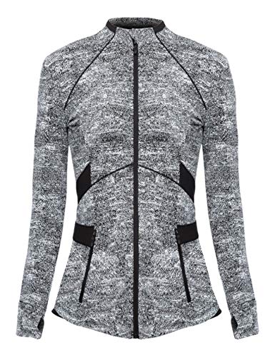 QUEENIEKE Womens Sports Jacket Slim Fit Full-Zip Size M Color Interlink Ice