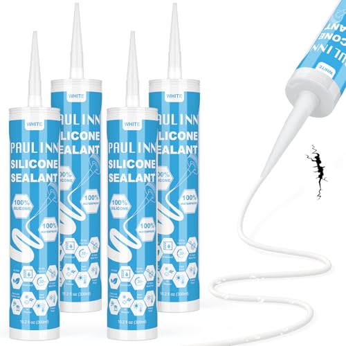 PAULINN 4 Pack White Silicone Caulk