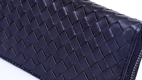 Women Woven Leather Zipper Long Purse Wallet Card Holder3