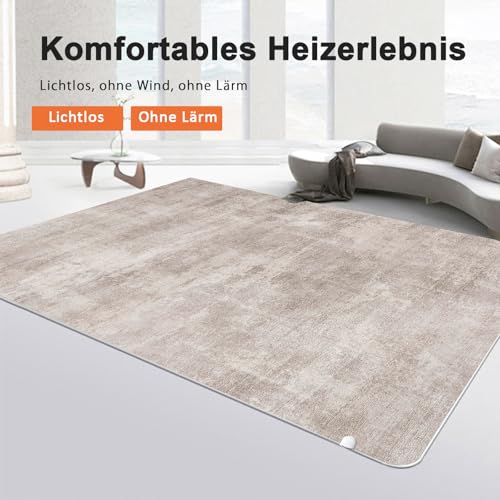 NujorWarm Graphen Elektrischer Heizteppich Weicher Plüsch Beheizbare Teppich Beheizter Fußmatte für Büro Raumheizung Bodenheizung Matte mit Timer Schnelle Heizung Heated Rug 220V 195 * 290cm WS
