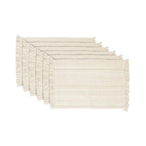 DII Variegated Tabletop Collection, Placemat Set 13x19, Off-White, 6 Piece