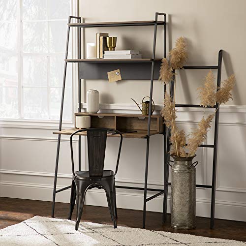 Walker Edison Freya Urban Industrial Ladder Desk with Metal Magnet Board, 36 Inch, Reclaimed Barnwood