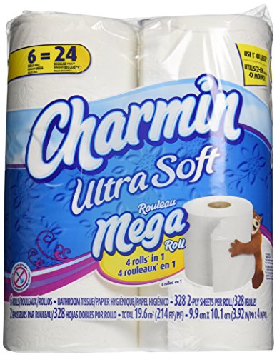 Image of Charmin Ultra Soft Toilet Paper 6 Mega Rolls = 24 Regular Rolls