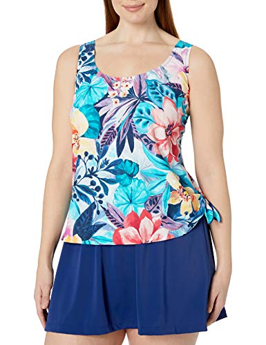 Maxine of hollywood women's scoop neck faux tankini swim dress on…