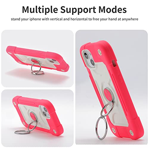 Image of MARKILL Compatible with iPhone Case with Ring Stand, Military Grade Drop Protection Full Body Rugged Heavy Duty Protective Durable Cover iPhone. (Hot Pink, iPhone 15 Plus /14 Plus 6.7 inch)