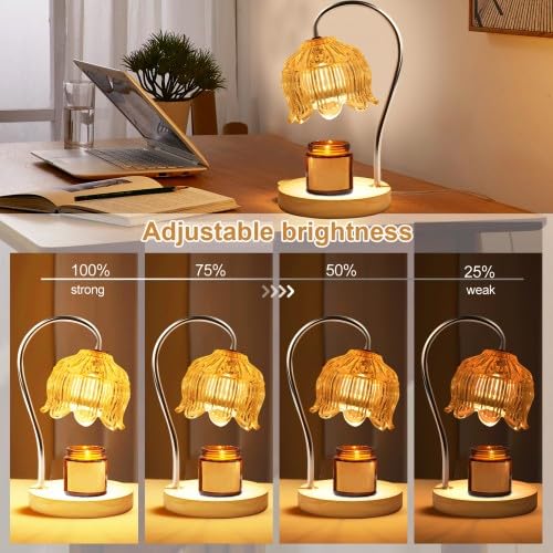 Jinlaili Lampe Chauffe-Bougie Électrique Parfumée avec Minuterie et Gradateur, Lampe à Bougie Vintage, Dimmable