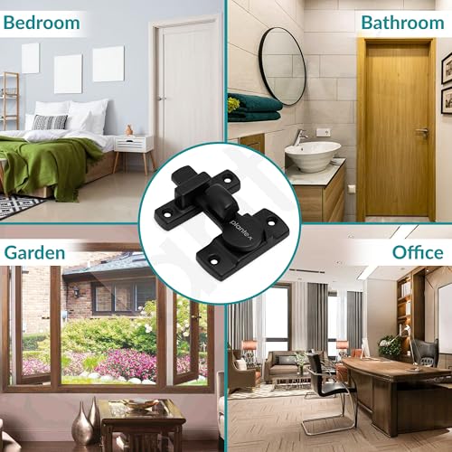 Image of Plantex Door Latch Lock for Main Door /Bathroom /Balcony /Wardrobe /Bedroom - Baby Latch Stopper for Home, Door Chitkani /Baby Safety Lock - Pack of 4 (Black)