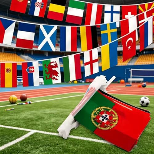 YIMICO World Football 2026 Cup Bunting Flags 48PCS Hanging Flags 14Meters Double Sides for Garden Room School Bar Street World Football Cup Bunting