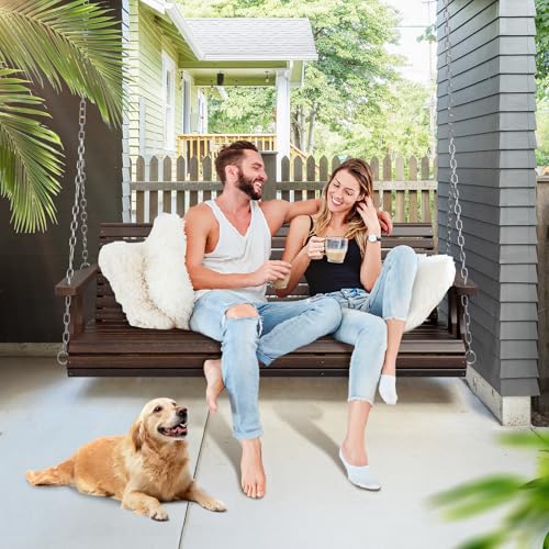 Image of VINGLI 2026 Upgraded 5 FT Wooden Porch Swing, 880 LBS Heavy Duty, Rustic