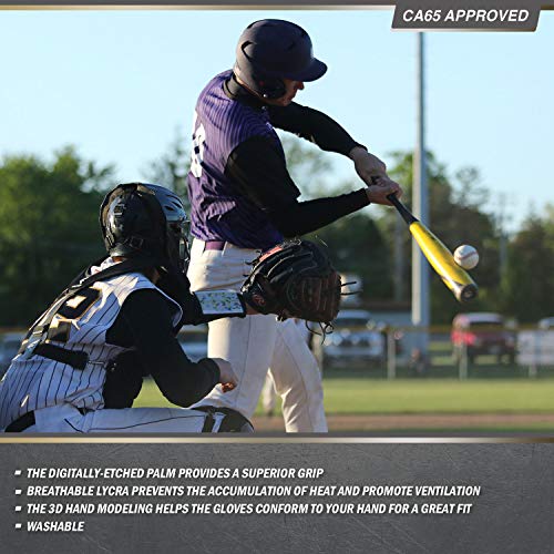 image for Vgo... Men Baseball Batting Gloves Breathable Super Grip Synthetic Lea