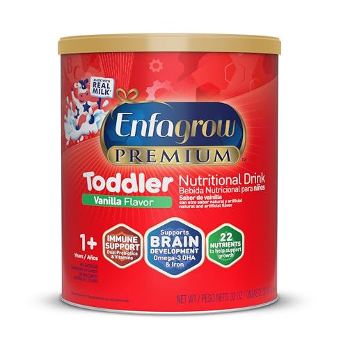Enfagrow Premium Toddler Milk Nutritional Drink, Enfagrow Toddler Drink, Try Our Brain-Supporting Trio, Vanilla 32oz Can