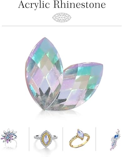 Miniatura 5 de Walfront 500 diamantes de imitación de cristal, 0.236 x 0.596 pulgadas de acrílico en la parte trasera plana, decoración en forma de ojo de caballo