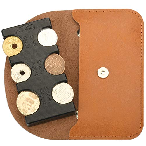 MM&UU コインホルダー ミニケース付き 目立たない コイン収納 コインを分類できる シリコンストパー コイン落ちない 片手で取り出せる ブラウン(専用ケース別売り)
