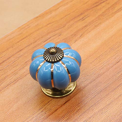 FatColo(TM) Kitchen Handles Pull Drawer Knobs Ceramic Door Cabinets Cupboard Hardware w/Screws (Blue Pumpkin)