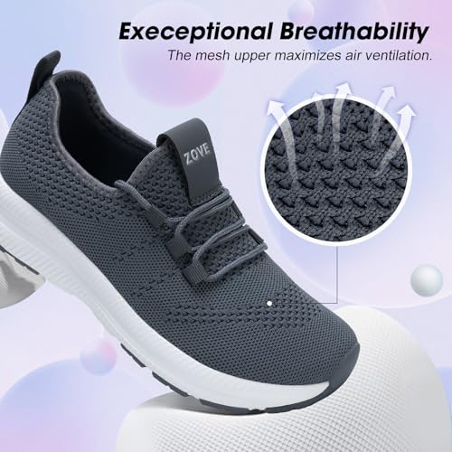 Image of ZOVE Wide Toe Box Shoes Women Extra Wide Width Sneakers Ultra Light Road Running Shoes Non-Slip Tennis Sneakers Breathable Walking Athletic