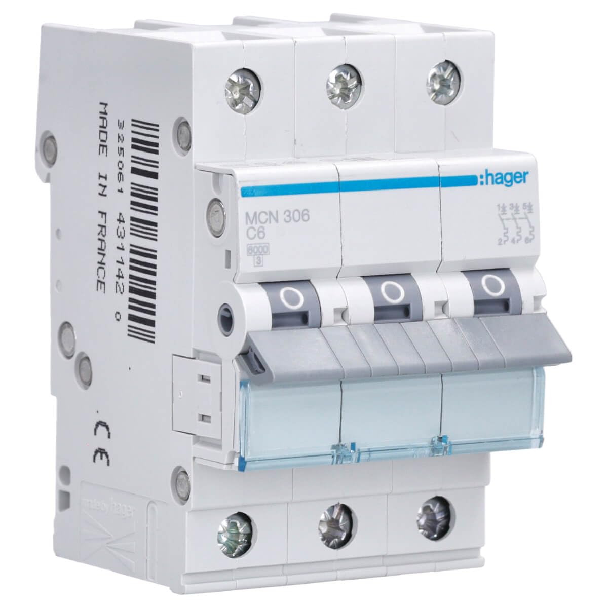 Hager MCN306 LS-Schalter 3 polig 6kA C-6A 3M