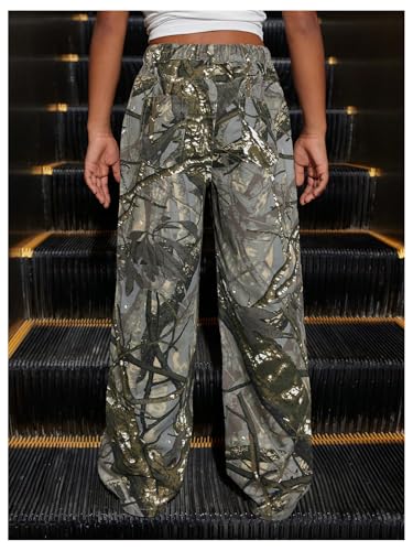 SHENHE Girl's Camo High Waisted Wide Leg Jeans Loose Casual Long Denim Pants Streetwear2