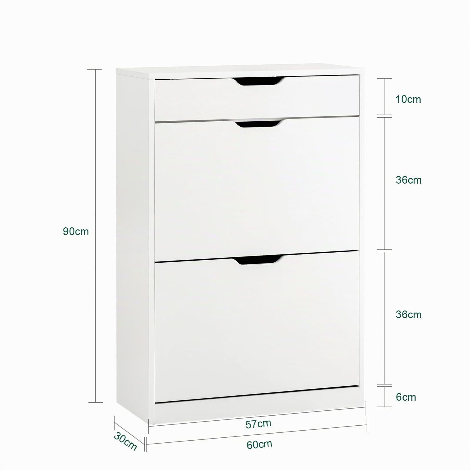 SoBuy Scarpiera Salvaspazio Slim con Cassetto, Scarpiera Bianca, Moderna e Pratica, Facile da Montare, Ideale per Spazi Ridotti - Bianco, 60x30x90 cm - Modello FSR180-W