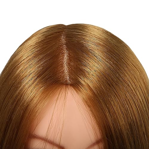 mannequin head with hair 80 human hair doll head 2634-2834 hairdresser practice training head cosmetology manikin with 9 tools and clamp - 27 honey golden