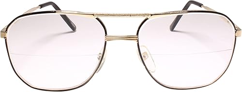 Gafas de lectura bifocales de oro cuadrado clásico retro antiguo 1.75