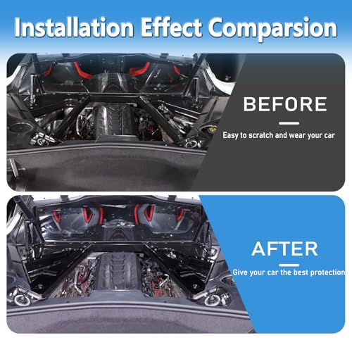 Image of Engine Bay Panel Cover Trim Compatible with Chevrolet Corvette C8 Stingray 2020-2024 ABS 2PCS,Engine Compartment Left and Right Protection Leakproof Cover Trim Accessories (Glossy Black)