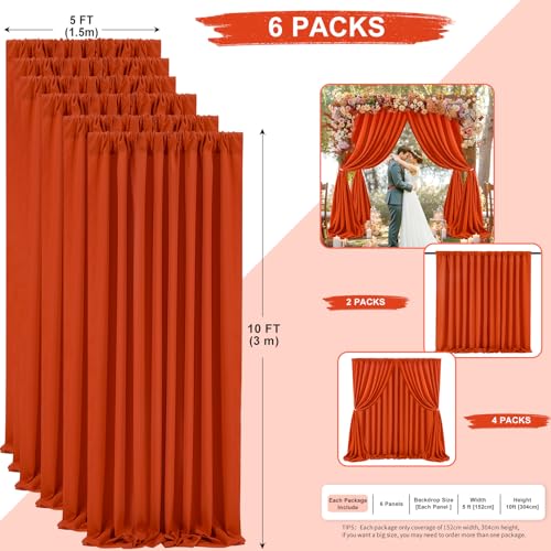 Image of Rust Backdrop Curtains 30ft x 10ft Polyester Photo Backdrop Drapes for Birthday Party Stage Window Supplies Decorations