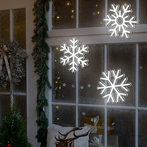 Image of Treela 3 Pcs Christmas Neon Sign Snowflake Lights Decorations