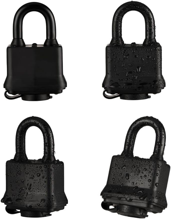 4 Pack Heavy Duty Weatherproof Padlock with Key, 40mm Outdoor Laminated