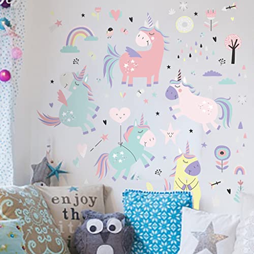 Stickers de Pared Unicornio 4 Hojas 20 x 30 cm
