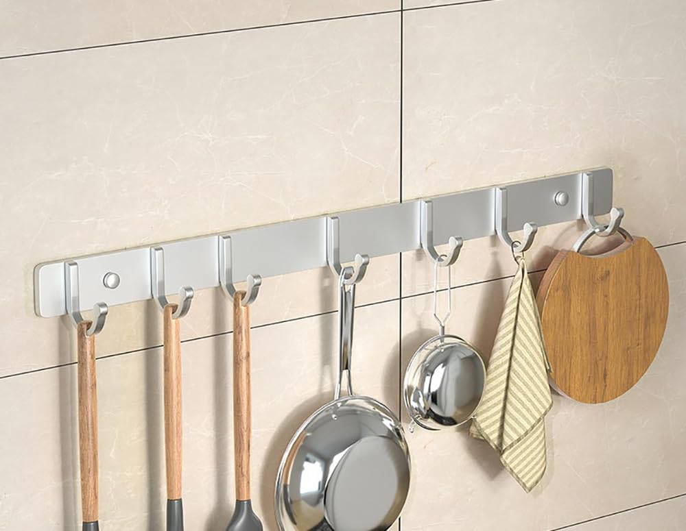 YUZGUHEY Kitchen utensils holder 2 Pieces Utensil Rail with Sliding Hooks Wall Mounted Hanging Rack 304 Stainless Steel Hanger for Tools