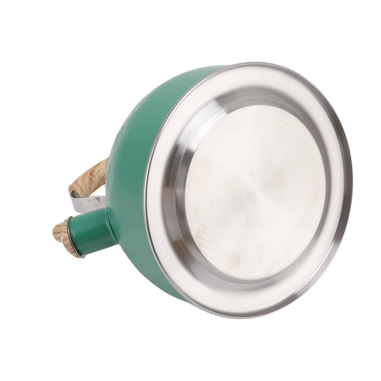 Bollitore da tè con Fischio, Teiera da 2,5 Litri in Acciaio Inossidabile per Uso Alimentare con Manico in Legno con Tocco Freddo, Bollitore per Acqua con Fischio Forte (Verde)