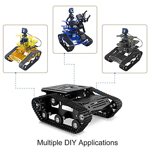 smart robot car chassis kit aluminum alloy big tank chassis with 2wd motors for arduinoraspberry pi diy rc shock absorbing tracked robot car toys - learning kit black
