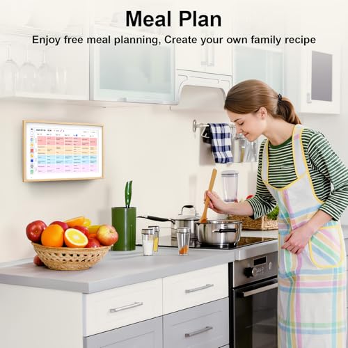 Image of Digital Calendar 15.6 inch Digital Wall Planners for Family Schedules, Electronic Calendar with 1920*1080 Interactive Touchscreen, Digital Photo Frame Built-in 64GB Memory, Smart Calendar-Wooden
