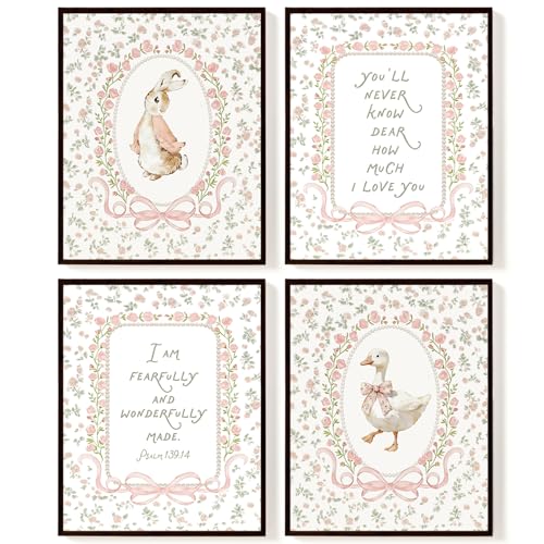 Baby Girl Nursery Wall Art Set