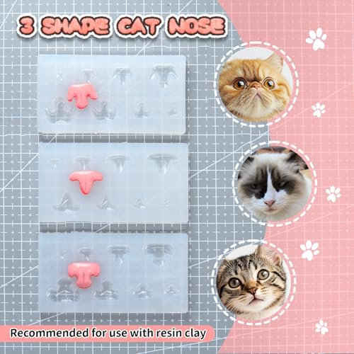 Nuvretk 8 Cute Silicone Molds for Needle Felting - Cat Nose Shapes for Stuffed Animals, DIY Crafts, and Accessories (Triangle)