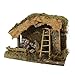 Moranduzzo Krippenhütte 33 x 18 x 23 cm – Kunsthandwerk aus Holz mit Moos und Rinde – Krippe 6 Motive 10 cm inklusive – offizielles Produkt, Made in Italy, Bildhauer M. Landi